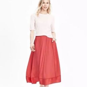 Banana Republic Womens Midi Sweep Zip Skirt Coral